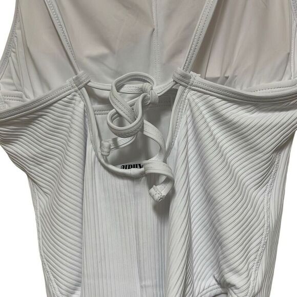 Andie The Paloma One Piece Swimsuit White Ribbed Square Neck XS Tall NWT Beach - Picture 6 of 10